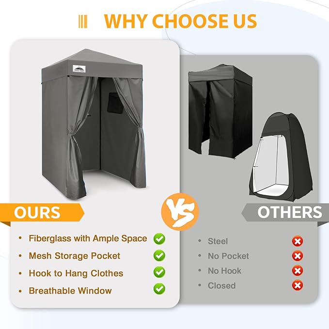 EAGLE PEAK Flex Ultra Compact 4x4 Pop-up Canopy, Sun Shelter, Changing Room, Portable Privacy Canopy Cabana for Pool, Fashion Photoshoots, or Camping, 4x4 ft, Dark Gray