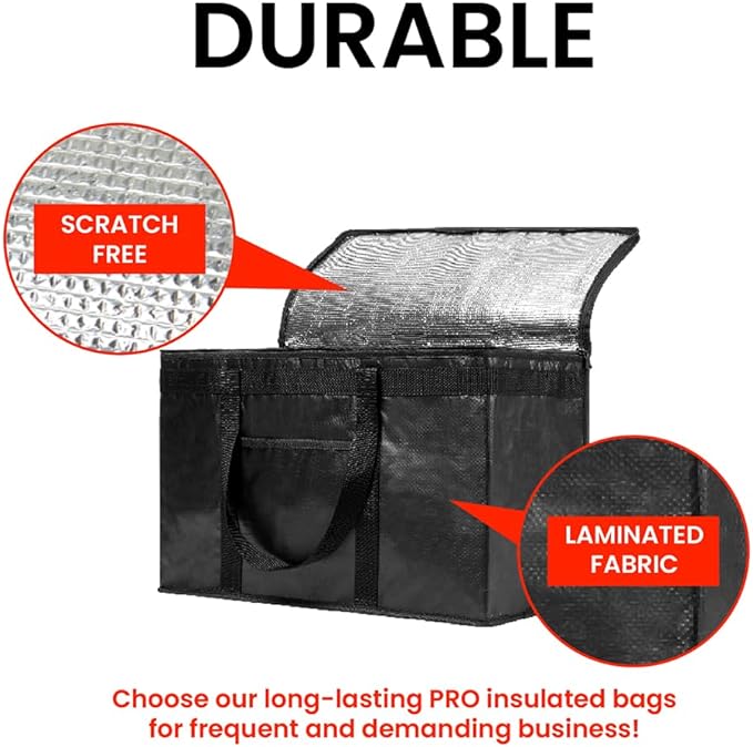 NZ home Durable XXL PRO Insulated Cooler Bag and Food Warmer for Delivery & Grocery Shopping with Zippered Top, Orange Commercial Grade (1 pack)