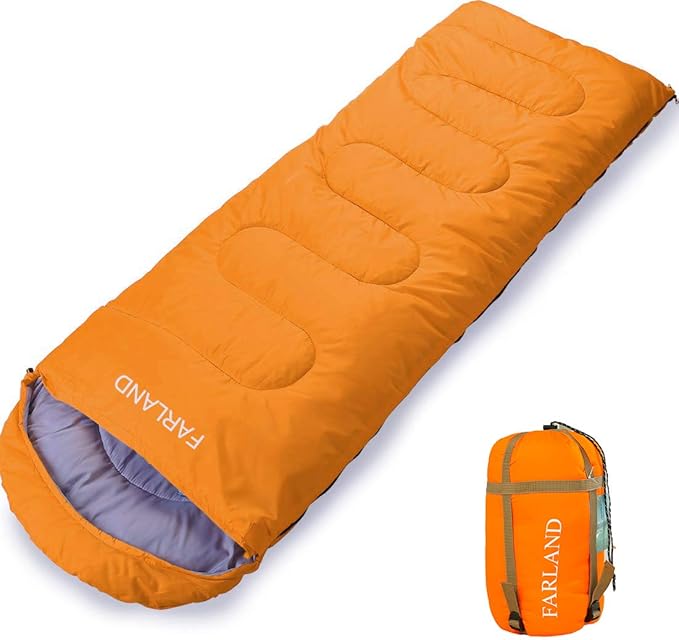 FARLAND Sleeping Bags 30℉ for Adults Teens Kids with Compression Sack Portable and Lightweight for 3-4 Season Camping, Hiking,Waterproof, Backpacking and Outdoors