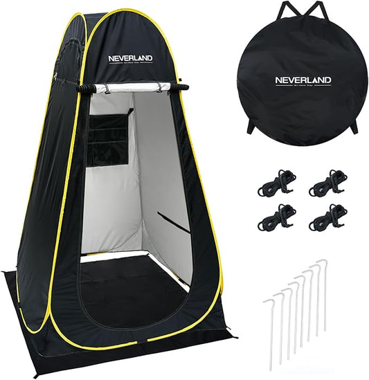 NEVERLAND Pop up Privacy Shower Tent - Portable Changing Shower Tent, Dressing Room, Bathroom, Outdoor Rain Shelter for Camping, Hiking, Beach (Black)