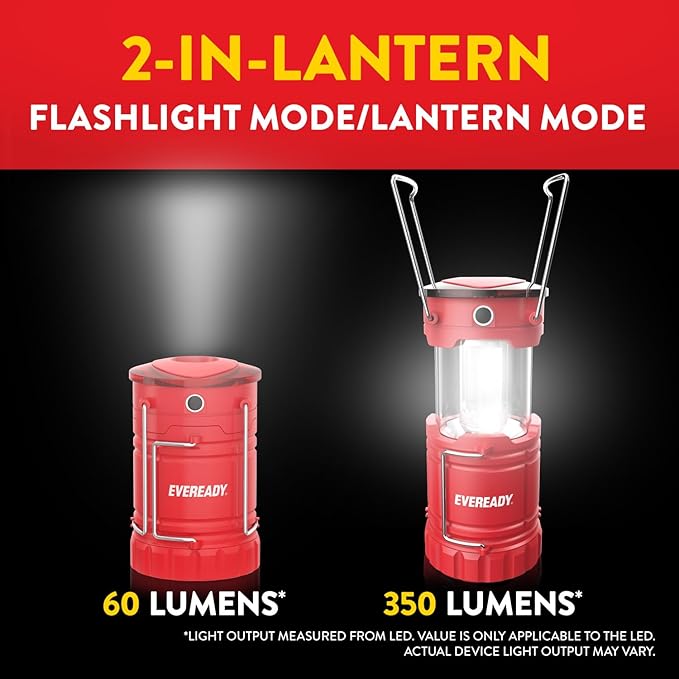 Eveready ALCL31 Collapsible LED Lanterns, 350 Lumens, 3 Pack, Collapsible Lantern with 4 LED Light Modes