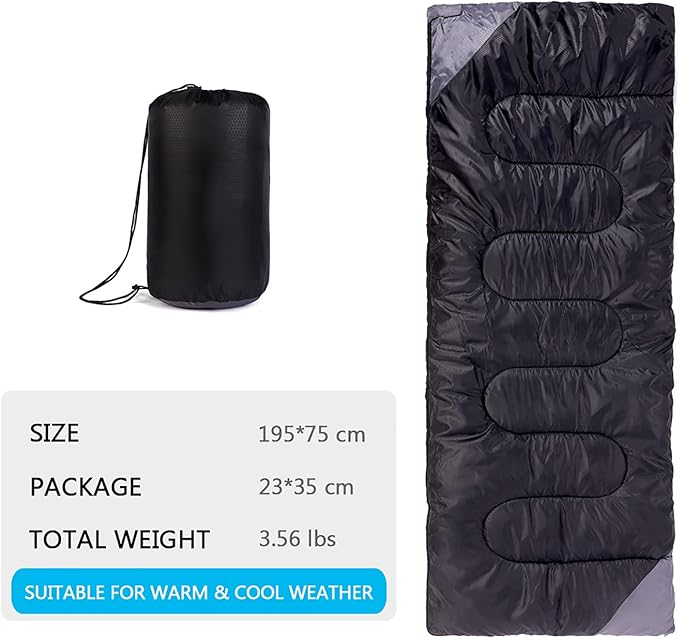 Camping Sleeping Bag for Adults Boys and Girls,Cold and Warm Weather-Summer, Spring, Fall, Lightweight, Waterproof Compact Bag for Camping Gear Equipment, Traveling, and Outdoors