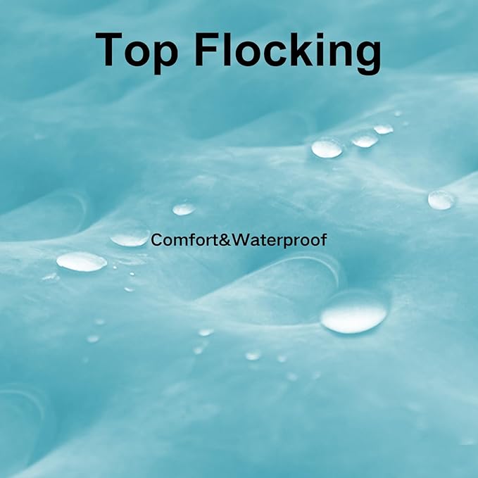 Twin Air Mattress with Built in Pump, Single Air Bed with Portable Storage Bag, 18'' Blow up Mattress Suitable for Home and Guests, Top Flocking, 18" Twin Sky Blue