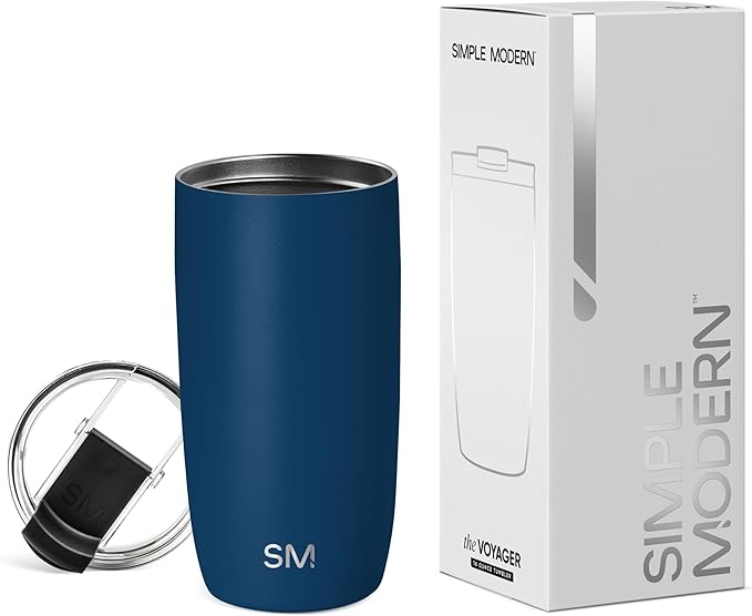 Simple Modern Travel Coffee Mug Tumbler with Flip Lid | Reusable Insulated Stainless Steel Cold Brew Iced Coffee Cup Thermos | Gifts for Women Men Him Her | Voyager Collection | 16oz | Slumberland