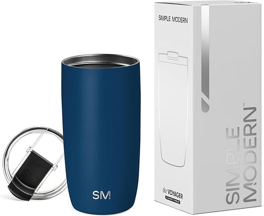 Simple Modern Travel Coffee Mug Tumbler with Flip Lid | Reusable Insulated Stainless Steel Cold Brew Iced Coffee Cup Thermos | Gifts for Women Men Him Her | Voyager Collection | 16oz | Slumberland
