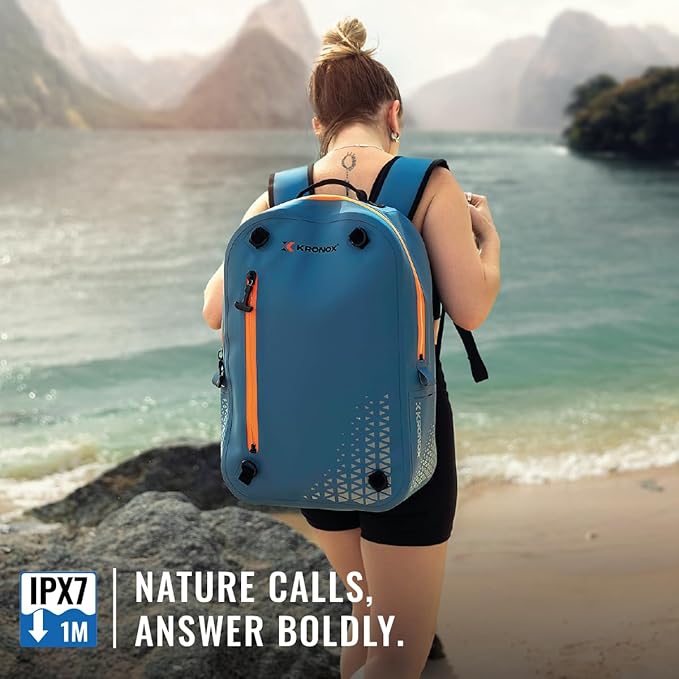 KRONOX 30L Waterproof Backpack for Men – IPX7 Submersible Dry Bag with Laptop Sleeve, Lightweight & Durable for Travel