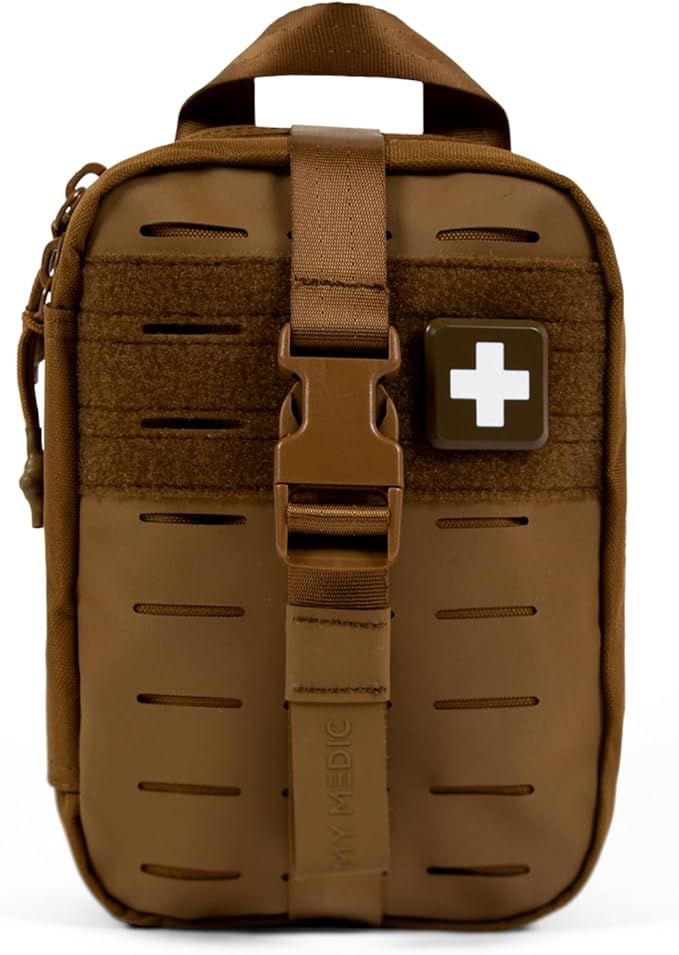 My Medic MyFak Mini First Aid Kit - Small and Lightweight for Camping Hiking and Backpacking - IFAK with 70 Items - HSA/FSA Eligible Great for Travel - Coyote