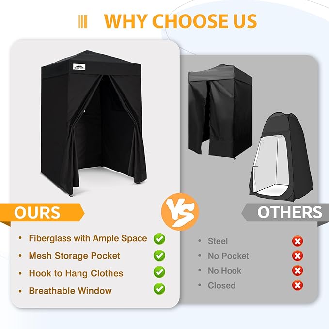 EAGLE PEAK Flex Ultra Compact 4x4 Pop-up Canopy, Sun Shelter, Changing Room, Portable Privacy Canopy Cabana for Pool, Fashion Photoshoots, or Camping, 4x4 ft, Black