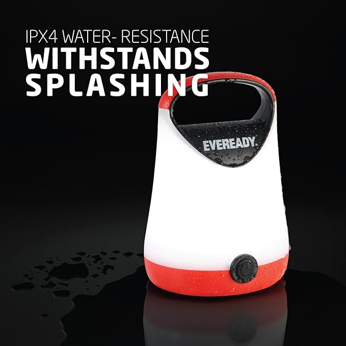 Eveready LED Camping Lantern X-250 (2-Pack), Super Bright Tent Lights, Rugged Water Resistant LED Lanterns, 100 Hour Run-time (Batteries Included), Red and Black