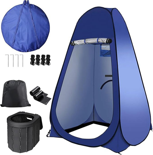 Portable Outdoor Camping Toilet Kit for Adults,Pop Up Privacy Tent, Camping Folding Toilet, 30 Toilet Bags, Washable Foldable for Travel, RV, Car, Beach, Hiking