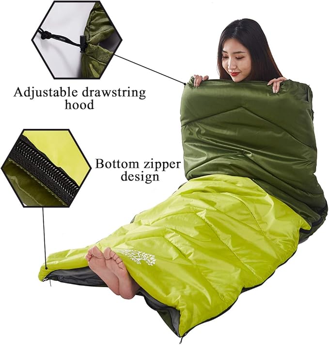 Sleeping Bag 4 Seasons Adults & Kids for Camping Hiking Trips Warm Cool Weather,Lightweight and Waterproof with Compression Bag,Indoors Outdoors Activities