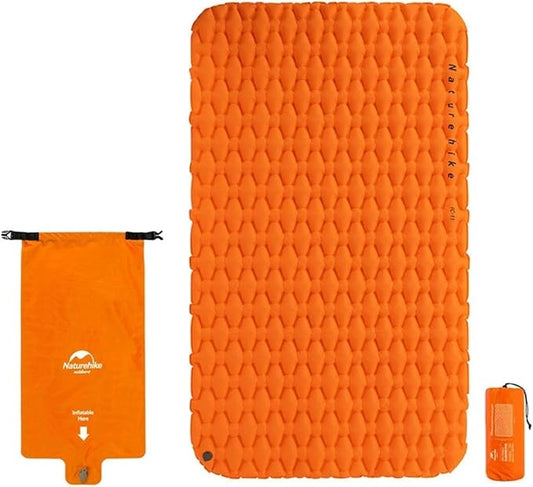 Naturehike Inflatable Double Camping Sleeping Pad, Ultralight Durable 2.55" Thickness Camping Mattress, Compact Air Mat for Hiking, Traveling, Backpacking&Outdoor (Orange)
