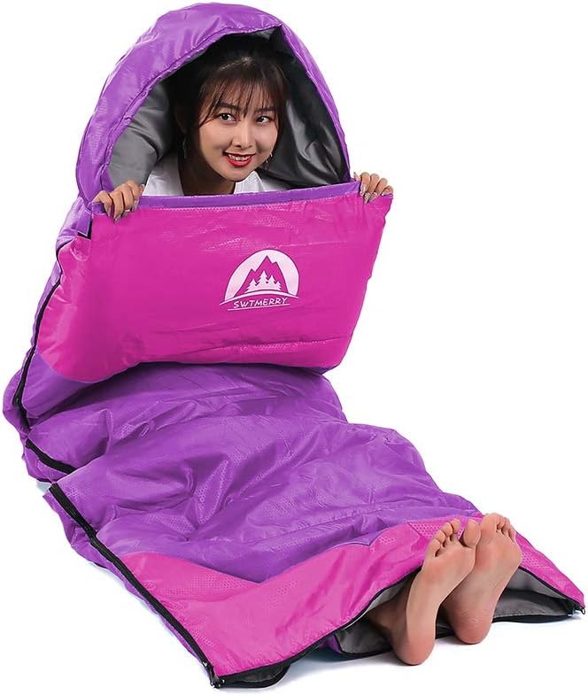 SWTMERRY Sleeping Bag 3 Seasons (Summer, Spring, Fall) Warm & Cool Weather - Lightweight,Waterproof Indoor & Outdoor Use for Kids, Teens & Adults for Hiking and Camping