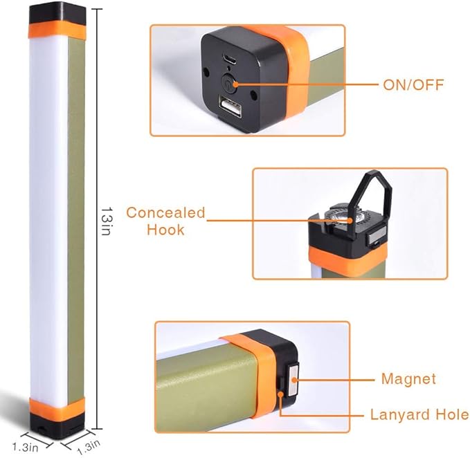 Rechargeable Magnetic Work Light, LETOUR USB Rechargeable LED Camping Light, Multifunctional Camping Flashlight, Portable Waterproof Hanging Magnetic Power Bank for Hiking, Home, Outdoor Night Fishing