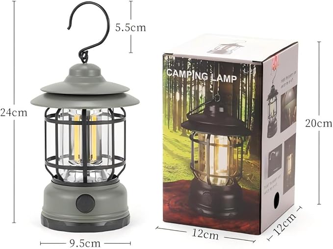 Rechargeable Camping Lantern,Outdoor Camping Light with USB Charging Port,Fearless of Wind and rain,Suitable for Garden,Courtyard,and Lawn Use(Green)
