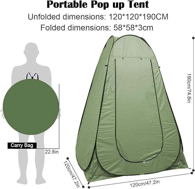 Pop Up Tent Upgrade Privacy Shower Tent Portable Outdoor Sun Shelter for Toilet Camping Biking Beach with Carry Bag