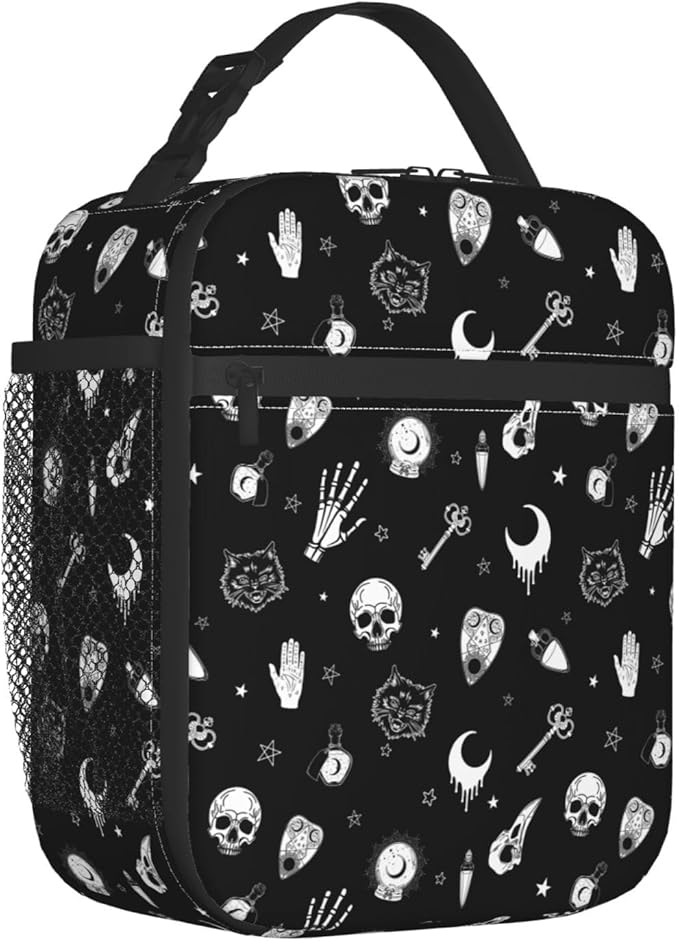 Gothic Skull Lunch Bag Insulated Reusable Lunch Box Thermal Cooler Tote For Men Women Work Travel Picnic Hiking