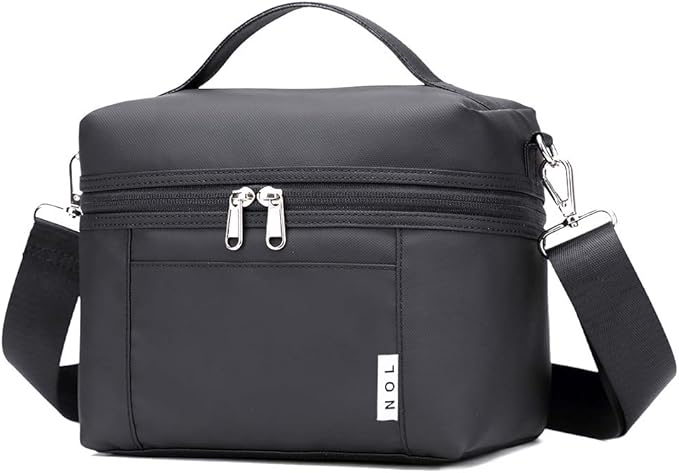 NOL Natural Organic Lifestyle Insulated Lunch Bags for Women Cooler Bag Lightweight Nylon Waterproof Lunch Box For Work(Small, Black)
