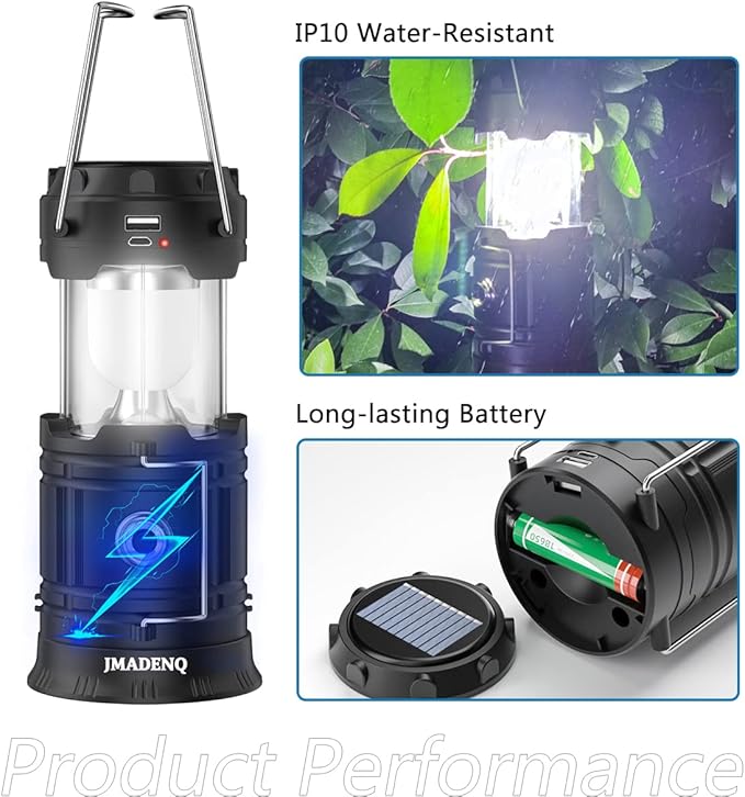 2023 Upadte Solar Lantern Flashlights Charging for Phone, USB Rechargeable Led Camping Lantern, Collapsible & Portable for Emergency, Hurricanes, Power Outage, Storm (Classical-2)