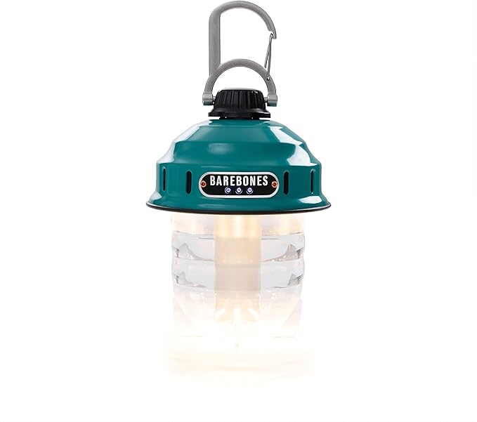 Barebones Beacon Hanging Light – Teal, Rechargeable LED Camping Lantern with Adjustable Brightness – Weatherproof Vintage-Style Hanging Lantern for Outdoor Adventures and Year-Round Use