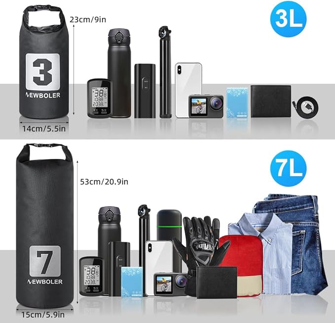 LIXADA 3L/7L Bike Fork Bag - Waterproof Dry Bag, Roll Top Design, Lightweight Bicycle Fork Bag, Portable Cycling Pack for Mountain & Road Bikes, Scooter