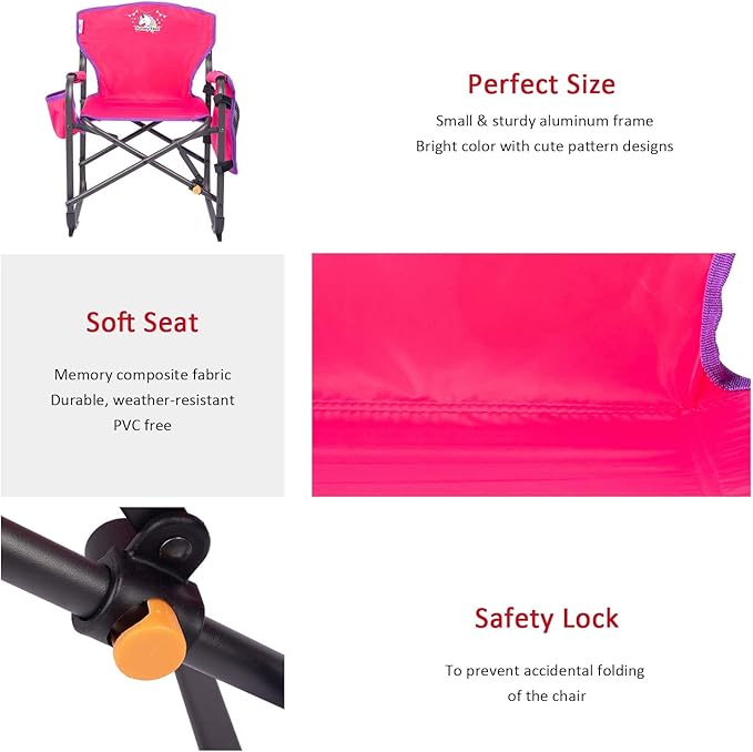 SUNNYFEEL Small Camping Chair, Portable Folding Aluminum Directors Chairs Lightweigh with Cup Hold, Pocket for Beach,Trip,Picnic,Outdoor Sports Events Foldable Camp Lawn Chair with Backpack Straps