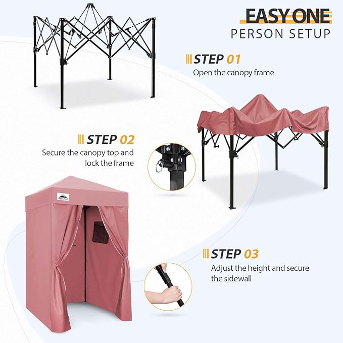 EAGLE PEAK Flex Ultra Compact 4x4 Pop-up Canopy, Sun Shelter, Changing Room, Portable Privacy Canopy Cabana for Pool, Fashion Photoshoots, or Camping, 4x4 ft, Pink