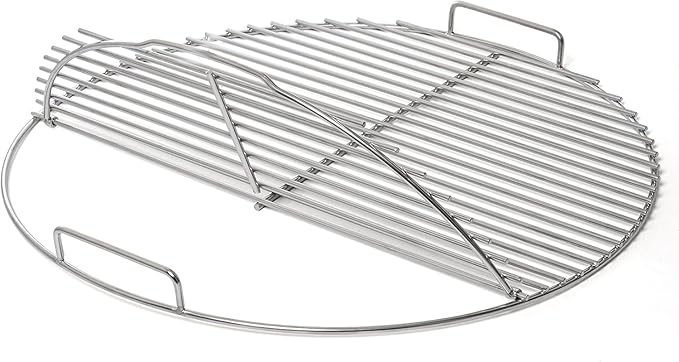 26" Charcoal Cooking Grate for Weber Kettle Charcoal Grill, Stainless Steel Hinged Grid for 2-Zone Cooking, Kettle Grill Charcoal Cooking Grid for Tailgating Backyard, Also Fits Similar Sized Fire Pit