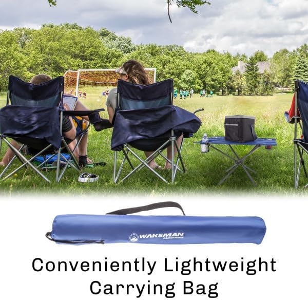 Wakeman Camp Table - Outdoor Folding Table with 4 Cupholders and Carrying Bag for Camping, Beach, Picnic, Sporting Events, and More Outdoors