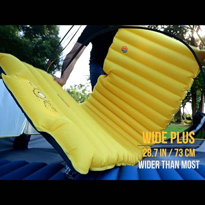 ZOOOBELIVES Extra Thickness | Wide Plus Sleeping Pad with Built-in Pump, Inflatable Camping Mattress of Ultimate Comfort for Car Camping, Tent, and Backpacking, Lightweight & Compact – Airlive2000P