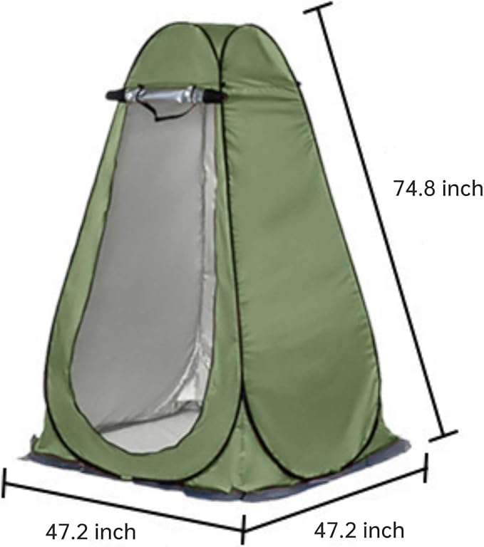 Versatile Pop-Up Privacy Tent for Outdoor Shower, Changing Room, Portable Toilet, and Camping Shelter - Olive drab, Military Green - with Zipper Doors and Windows - 47.24“x47.24”x74.80“