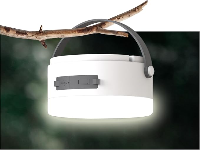 Led Rechargeable Camping Lantern with Tent Light & Portable Lamp - USB-C Magnetic Base, Stepless Dimmable, 2000mAh Battery, Hanging Design, Power Indicator, Compact & Lightweight