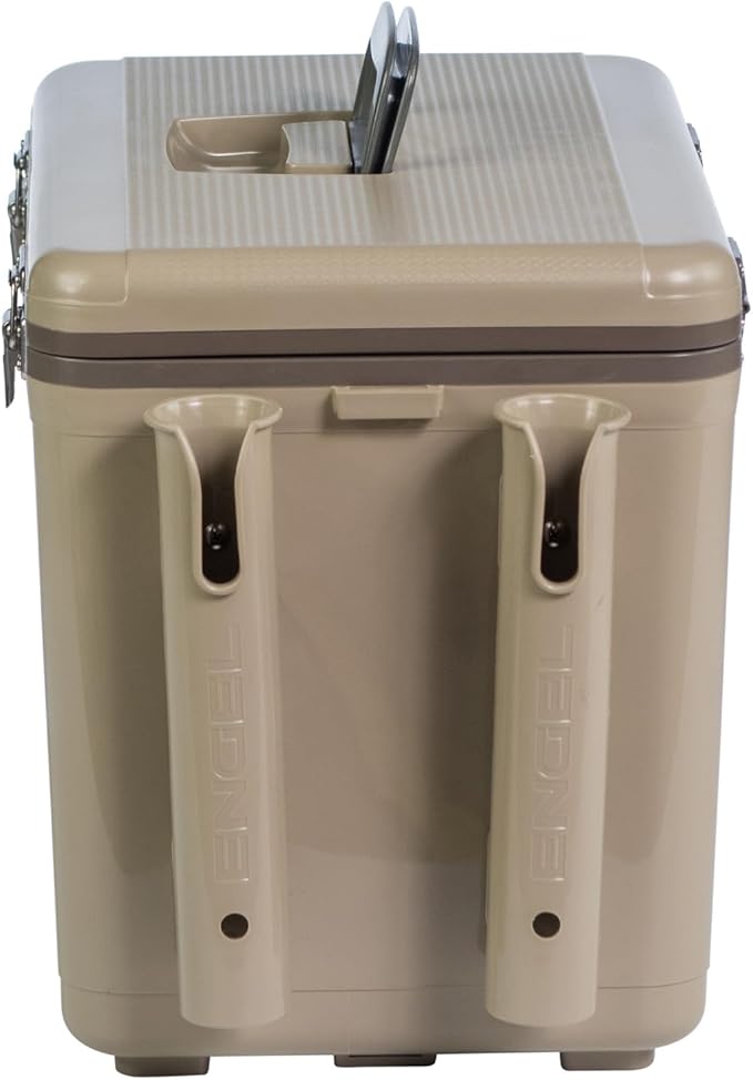 Engel UC30 30qt Leak-Proof, Air Tight, Fishing Drybox Cooler with Built-in Fishing Rod Holders, Also Makes The Perfect Hard Shell Lunchbox for Men and Women in White