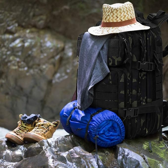 EMDMAK Military Tactical Backpack, 42L Large Military Pack Army 3 Day Assault Pack Molle Bag Rucksack