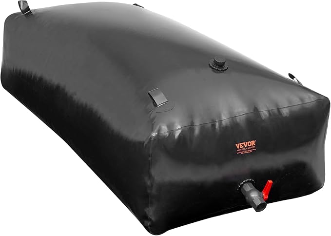 VEVOR 1000L/264 Gallon Water Storage Bladder, RV Water Tank, 1000D PVC Collapsible Water Storage Containers, Large Capacity Soft Water Bag, Portable Water Bladder,Camping,Emergency Water Supply