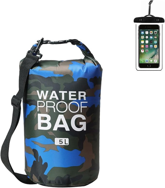 YDYJKI Waterproof Dry Bag Backpack 2L/5L/10L/20L/30L Floating Roll Top Dry Compression Sack Keeps Gear Dry for Kayaking Beach Rafting Boating Hiking Camping and Fishing with Waterproof Phone Case