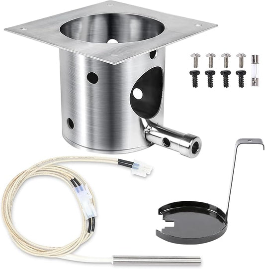 QuliMetal 304 Stainless Steel Fire Burn Pot and D2 Hot Rod Ignitor Kit for Traeger Pro 575 & 780, Ironwood 650 & 885, Silverton 620 & 810 Wood Pellet Grills with D2 Direct Drive and WiFIRE Technology