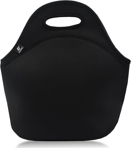 LOVAC Reusable Lunch Bag for Men,Lunch Tote,Durable and Waterproof Neoprene Lunch Bags,Insulated Soft and Lightweight (Pure Black)