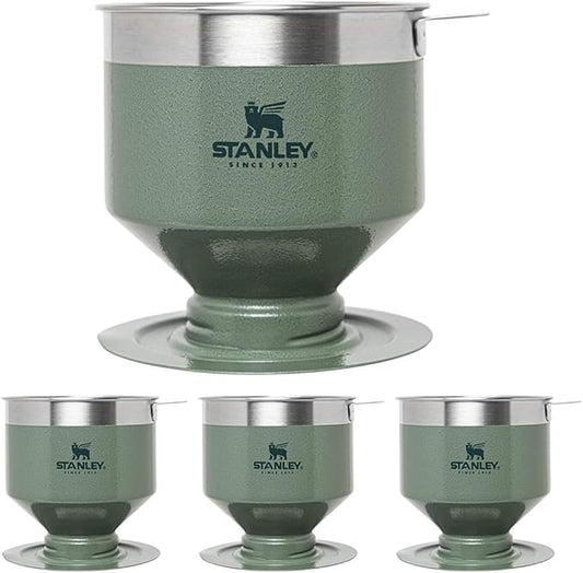 STANLEY Perfect Brew Pour Over | Manual Single Cup Coffee Maker | Drip Coffee Maker with Reusable Filter | Easy Clean Stainless Steel | BPA-Free | Hammertone Green (Pack of 4)