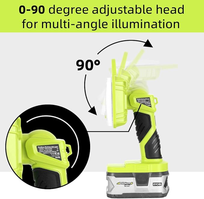 Work Light for RYOBI 18V Battery, 4200LM 40W Cordless LED Light Outdoor Jobsite Light Flashlight, 90 Degree Pivoting Head for Hiking Car Respir Camp Garage Emergrncy Lighting (Batteries Not Included)