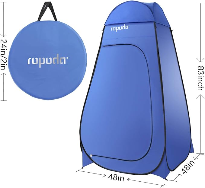 ROPODA Pop Up Tent 83inches x 48inches x 48inches, Upgrade Privacy Tent, Porta-Potty Tent Includes 1 Removable Bottom, 8 Stakes, 1 Removable Rain Cover, 1 Carrying Bag
