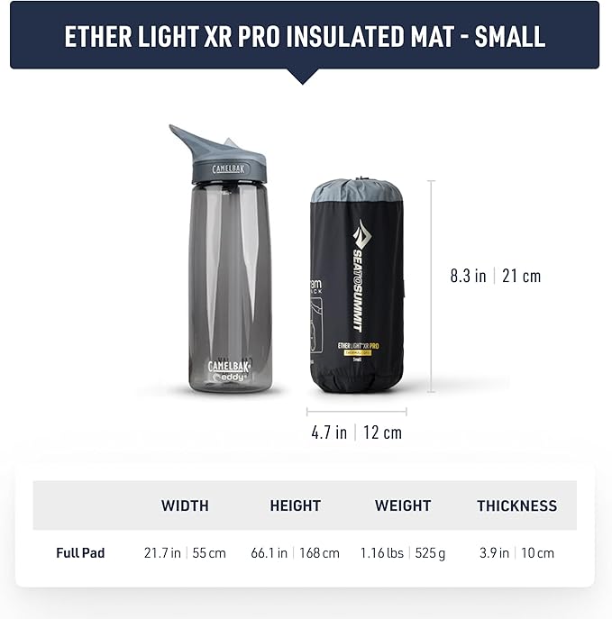 Sea to Summit Ether Light XR Pro Insulated Sleeping Pad, Tapered - Small (66 x 21.5 x 4 inches)