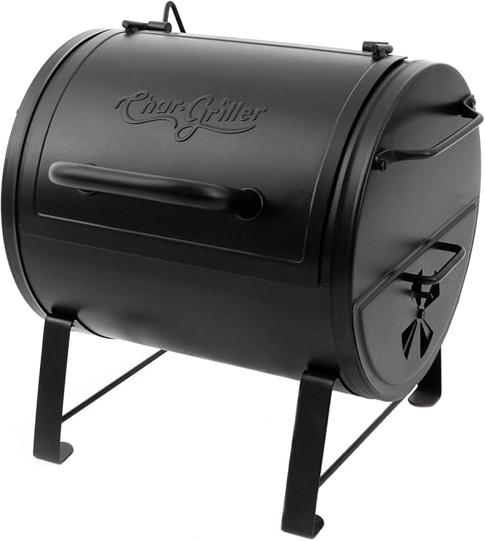 Char-Griller E82424 Smoker Side Fire Box Portable Charcoal Grill + Grill Cover Bundle