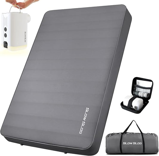 Self-Inflating Sleeping Pad with Portable Electric Pump 4in Thick Memory Foam Camping Mattress for Tent Cot & Car Travel, Fast Inflate & Deflate Camping Pad, Gray