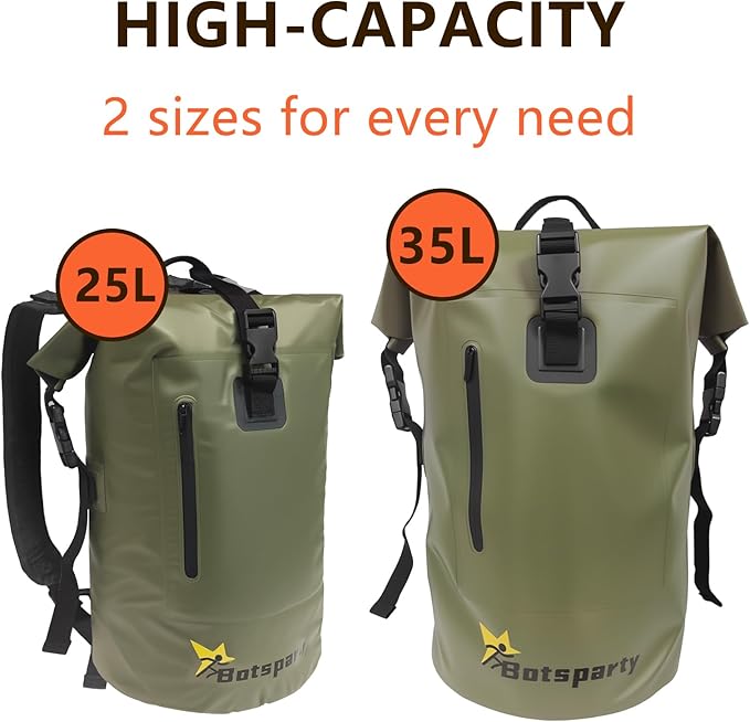 Waterproof Dry Bag Backpack - Lightweight Hiking Pack with Zippered Pocket for Camping, Kayaking, Travel, Hiking, Fishing, Outdoor Enthusiasts（25L）