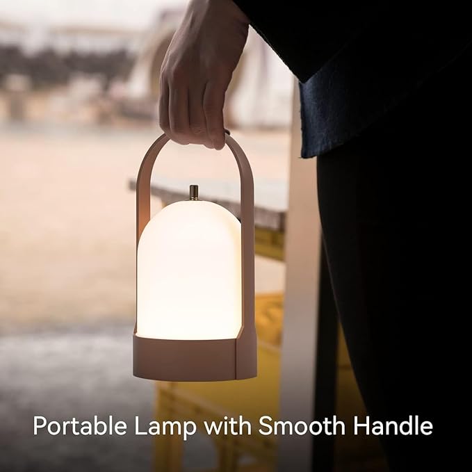 Tubicen Portable LED Cordless Rechargeable Lantern Table Lamp, 4000mAh Powerful Battery Operated Bedside Table Lamps, 4 Levels Touch Dimmable Night Light for Home Camping Dining Room Bedroom