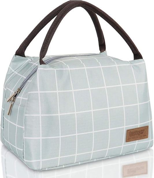 Buringer Insulated Lunch Bag Lunch Box for Women Men Adult Lunch Tote for Work Picnic Travel (Green Plaid)