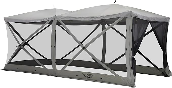 Event Tent Screen Tent, Jet Set Framework, No Assembly, Massive Interior, UV-Resistant, Instant Shade, Slate Gray, 16’ x 8’, ST800SL