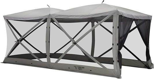 Event Tent Screen Tent, Jet Set Framework, No Assembly, Massive Interior, UV-Resistant, Instant Shade, Slate Gray, 16’ x 8’, ST800SL