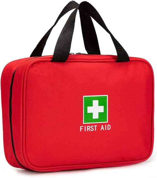 Red First Aid Bag Empty Travel Rescue Pouch First Responder Storage Compact Survival Medicine Bag for Car Home Office Kitchen Sport Outdoors (Red)